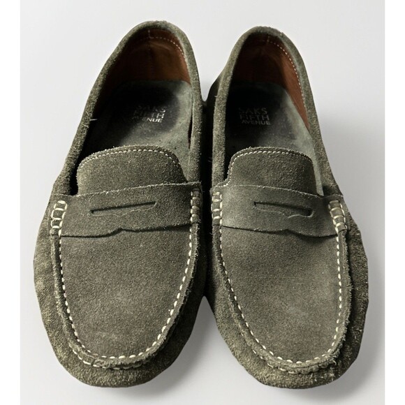 Saks Fifth Avenue Olive Suede Loafers - Picture 1 of 7